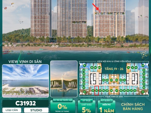 Mặt bằng và giá bán căn Studio Sun centro Town Hạ Long | Mã cãn C31932