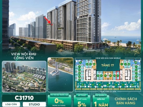 Mặt bằng và giá bán căn Studio Sun centro Town Hạ Long | Mã cãn c31710