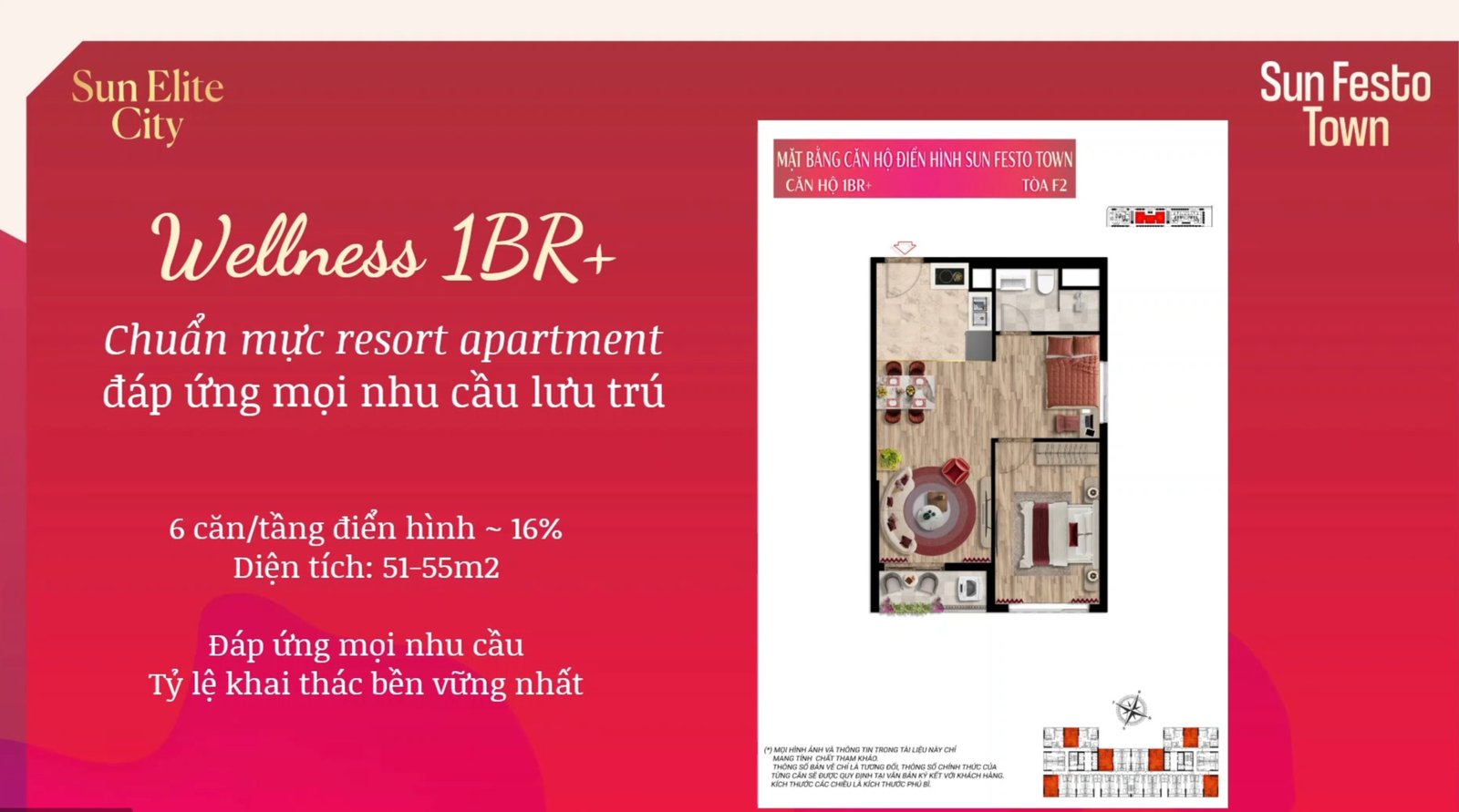 Thiết kế căn 1 Ngủ + tại Sun Festo Town Hạ Long